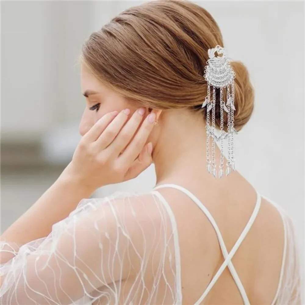 2 Pcs Peacork Hair Pins Chinese Sticks for Buns Thai Hair Accessories for Women